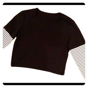 black long sleeve shirt with stripes